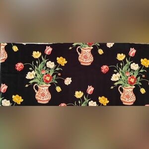 Fabric / Material - Parrot Tulips & Pitchers on Black - Screen Print - 53” x 41”